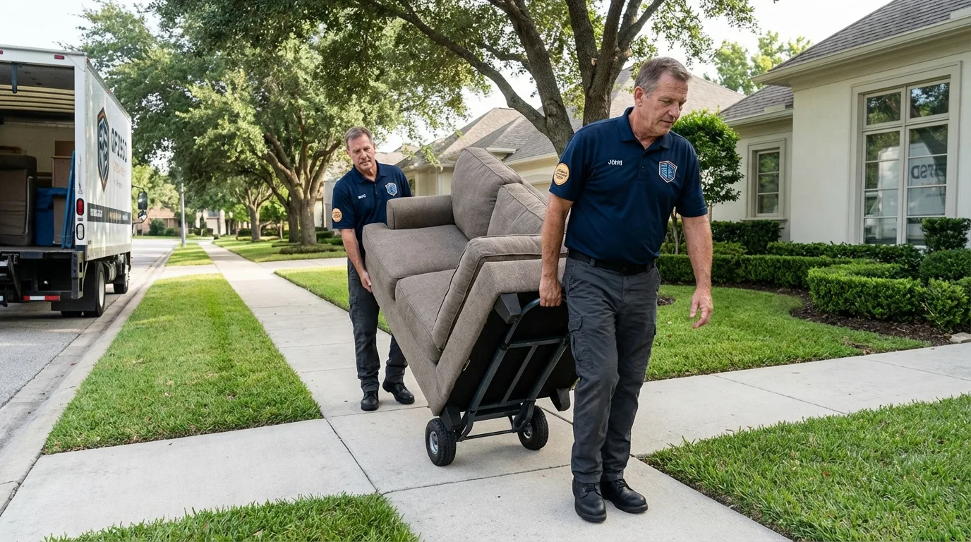 Local residential moving crew loading furniture in Manchester, ME